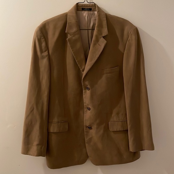 Beautiful alfani classic clean mens blazer tan with a great soft feel and look - Picture 1 of 4